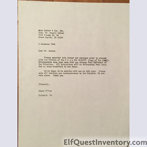 11/3/86 Letter from Chuck Miller