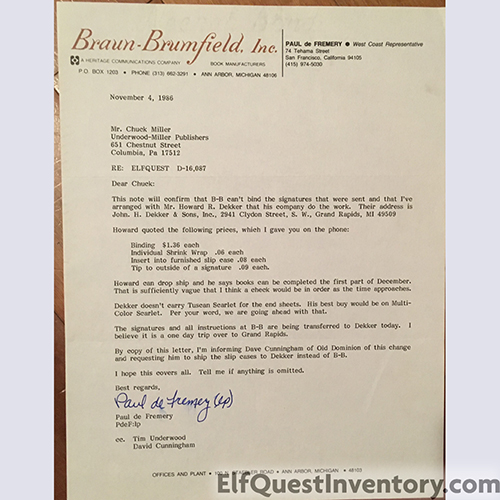11/4/86 Letter from Paul de Fremery