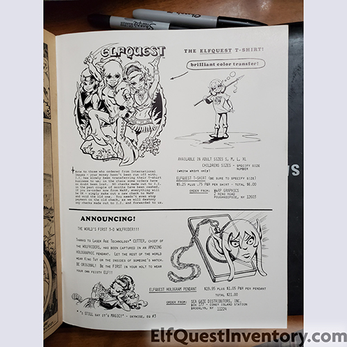 Elfquest T shirt and Hologram Pendant ad