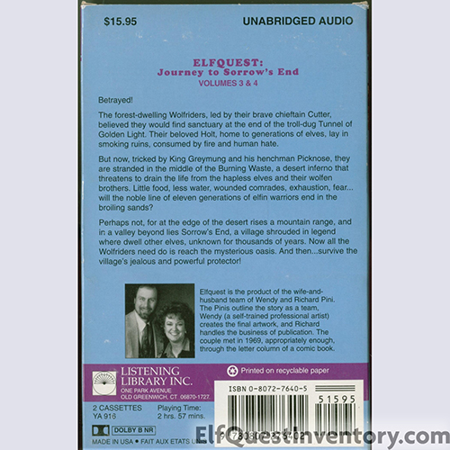 Elfquest Journey to Sorrow's End Audio Tapes