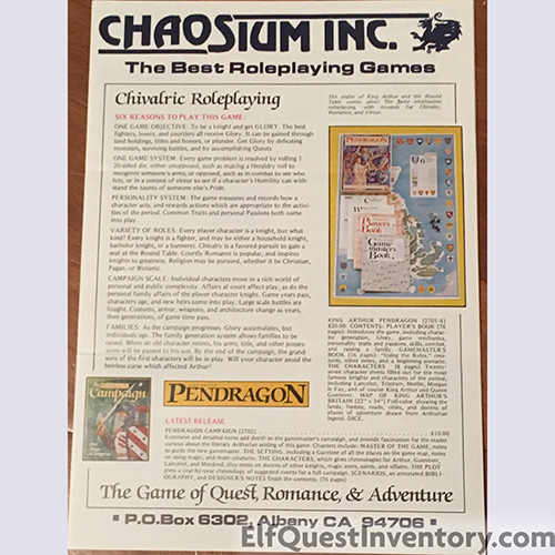 Chaosium INC Catalog