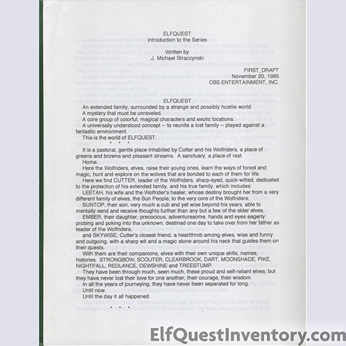 Elfquest Cartoon Plot First Draft