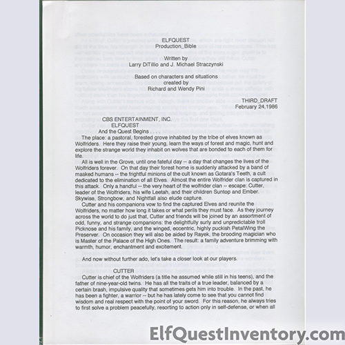 Elfquest Cartoon Plot Third Draft