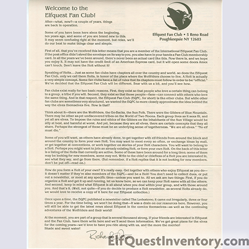 Fan Club Welcome letters