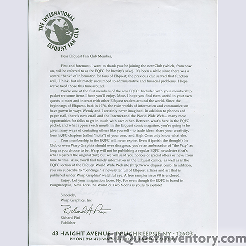 International Fan Club Booklet and letter