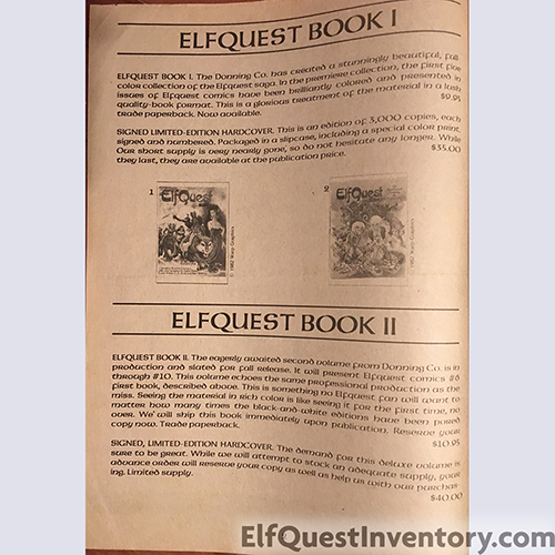Pacific Comics Elfquest Catalog
