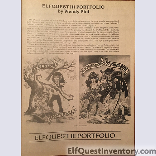 Pacific Comics Elfquest Catalog