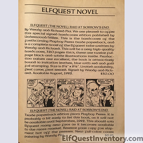 Pacific Comics Elfquest Catalog