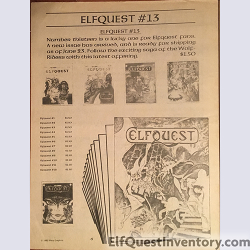Pacific Comics Elfquest Catalog