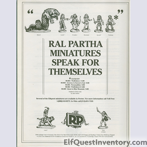 Ral Partha Elfquest Miniature Ad