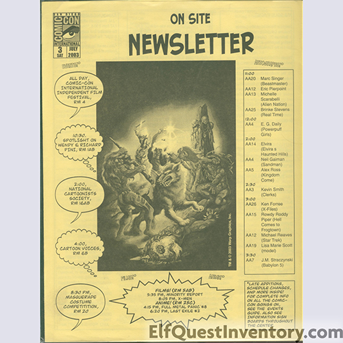 San Diego Comic Con Newsletter