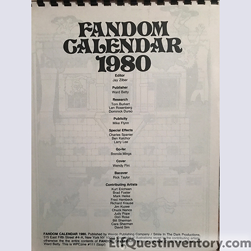 Fandom Calender 1980